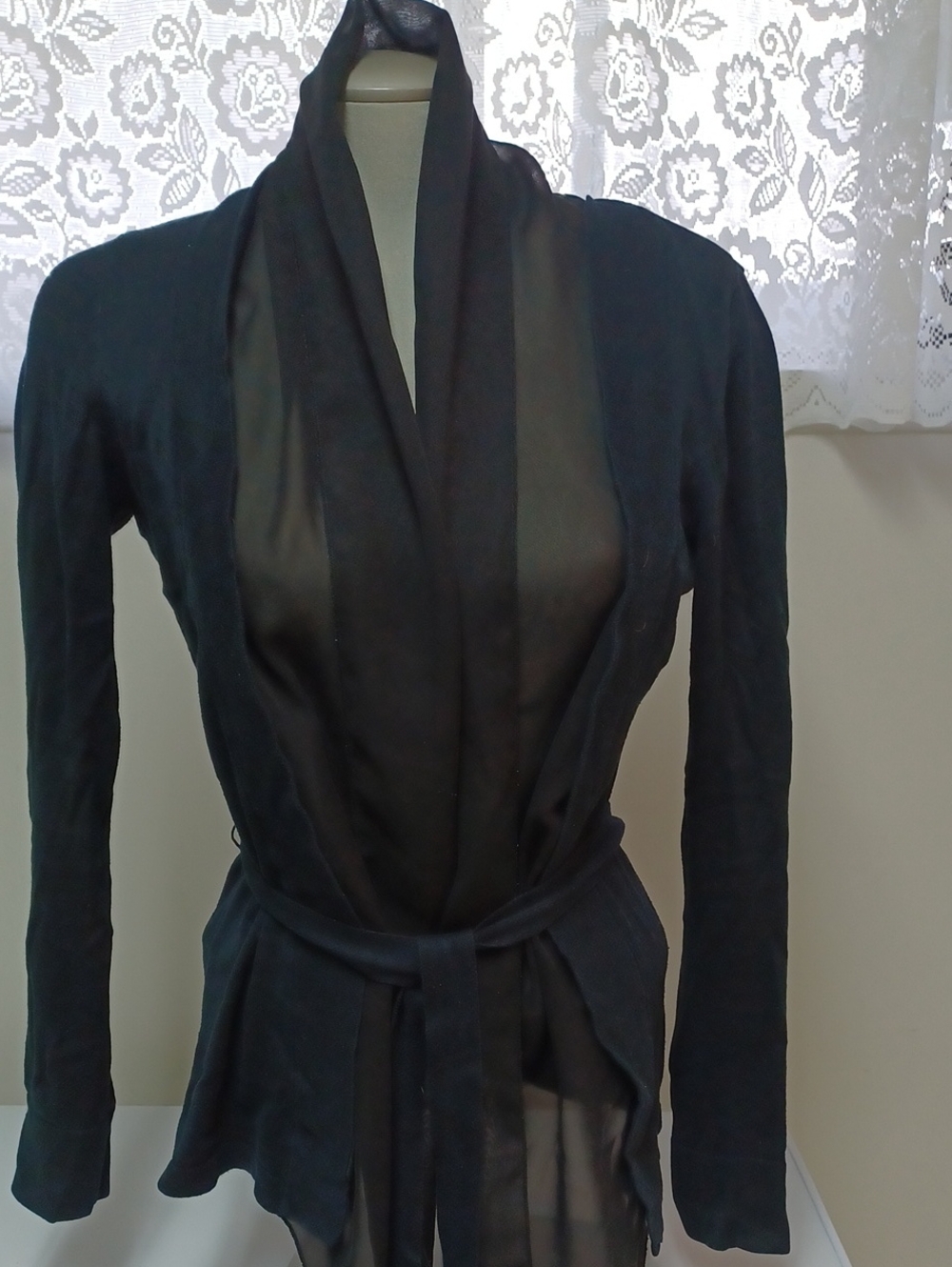 Mexx Black Shawl Collar Belted Cardigan